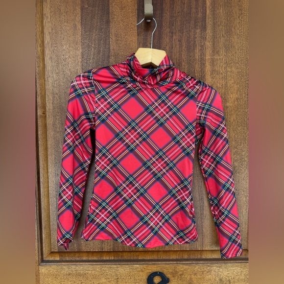 Red Tartan Plaid Festive Turtleneck Christmas Holiday Party Small 2 - Picture 7 of 8